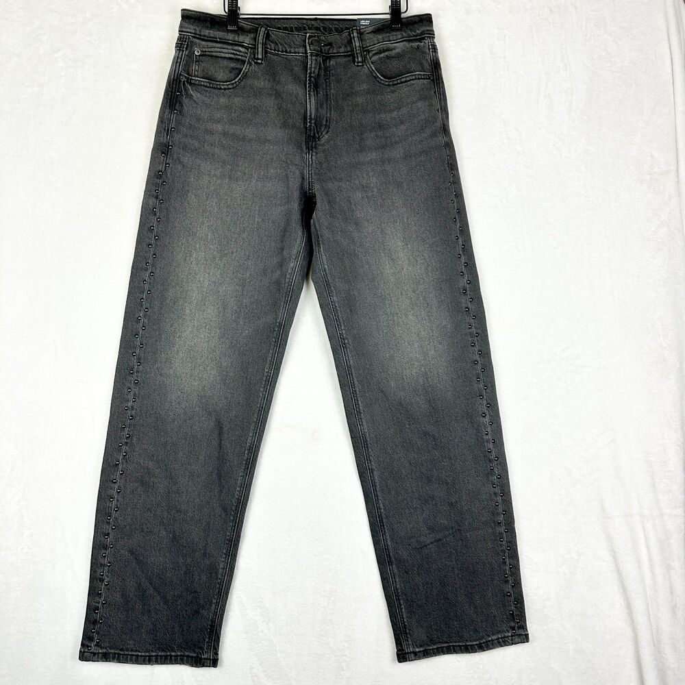 American Eagle Ex Boyfriend Jean Low Rise Stretch Size 8 Long NWT Studded Black